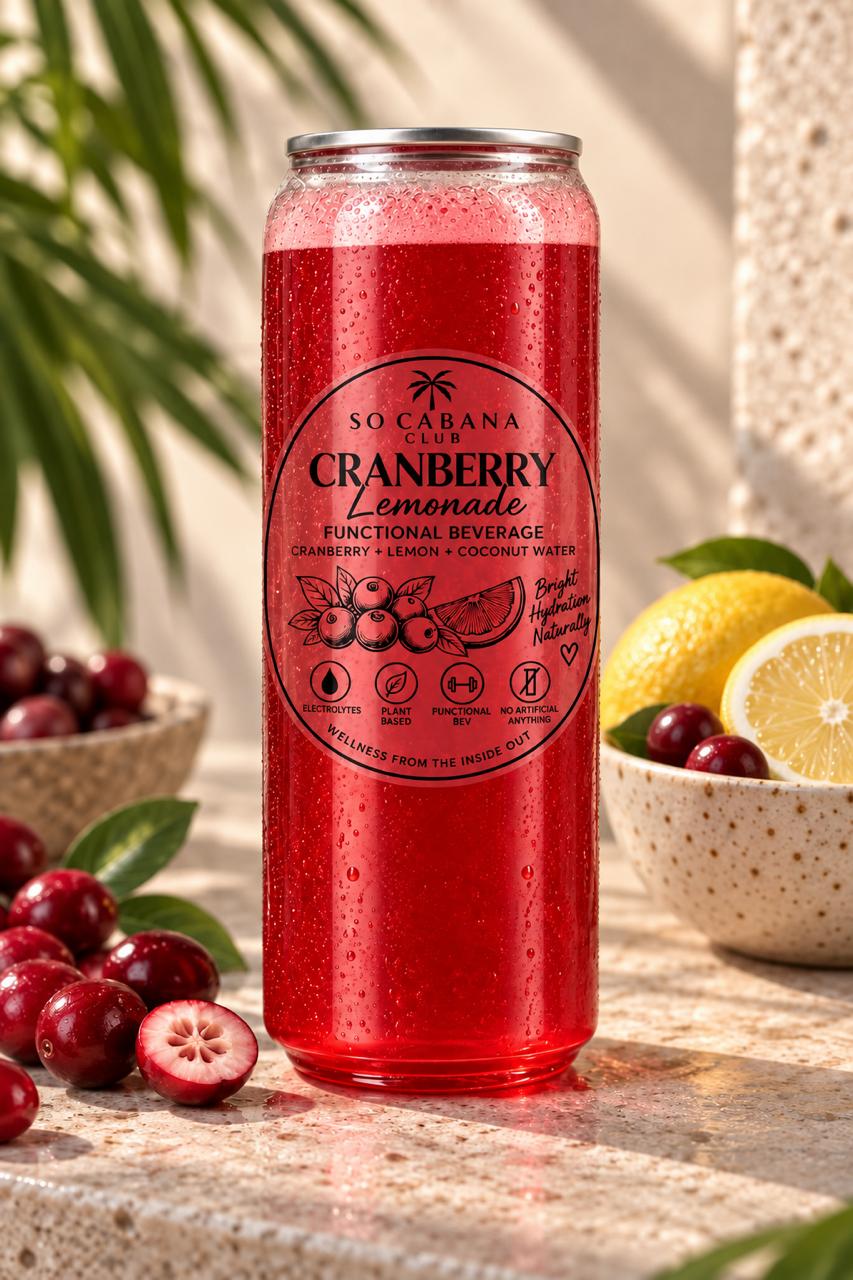 Cranberry lemonade drink with cranberry and lemon