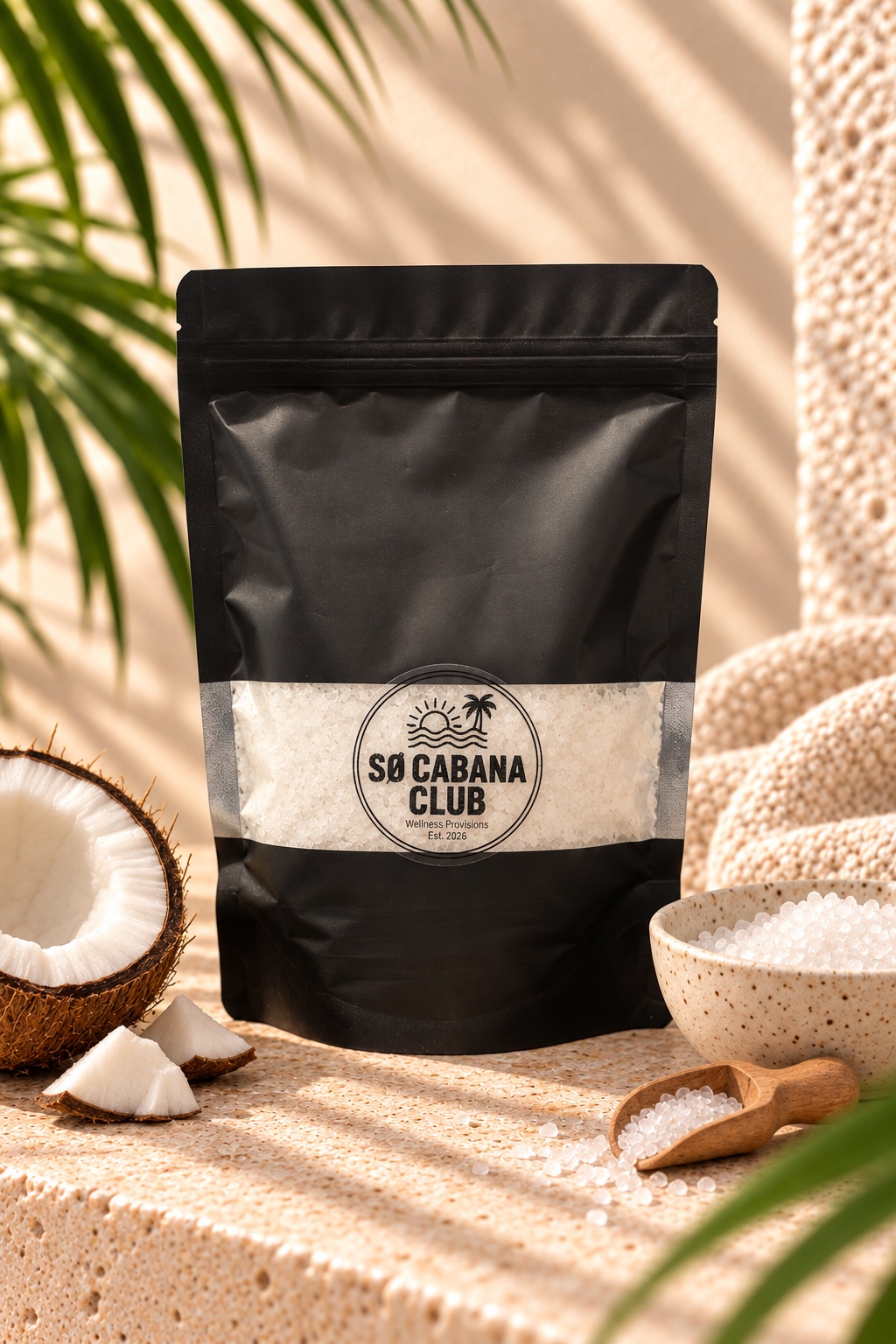 So Coco coconut bath soak pouch with coconut and bath salts